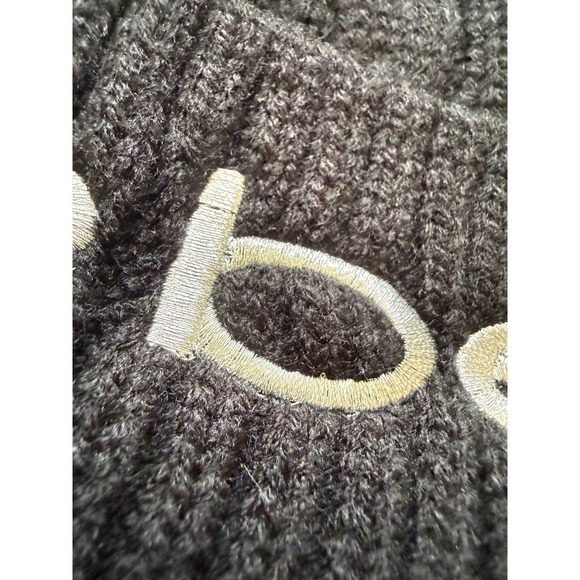 Bebe Black Cable Knit Beanie Faux Fur Lined Embroidered Logo Winter Hat BBH2P967 - Picture 2 of 4